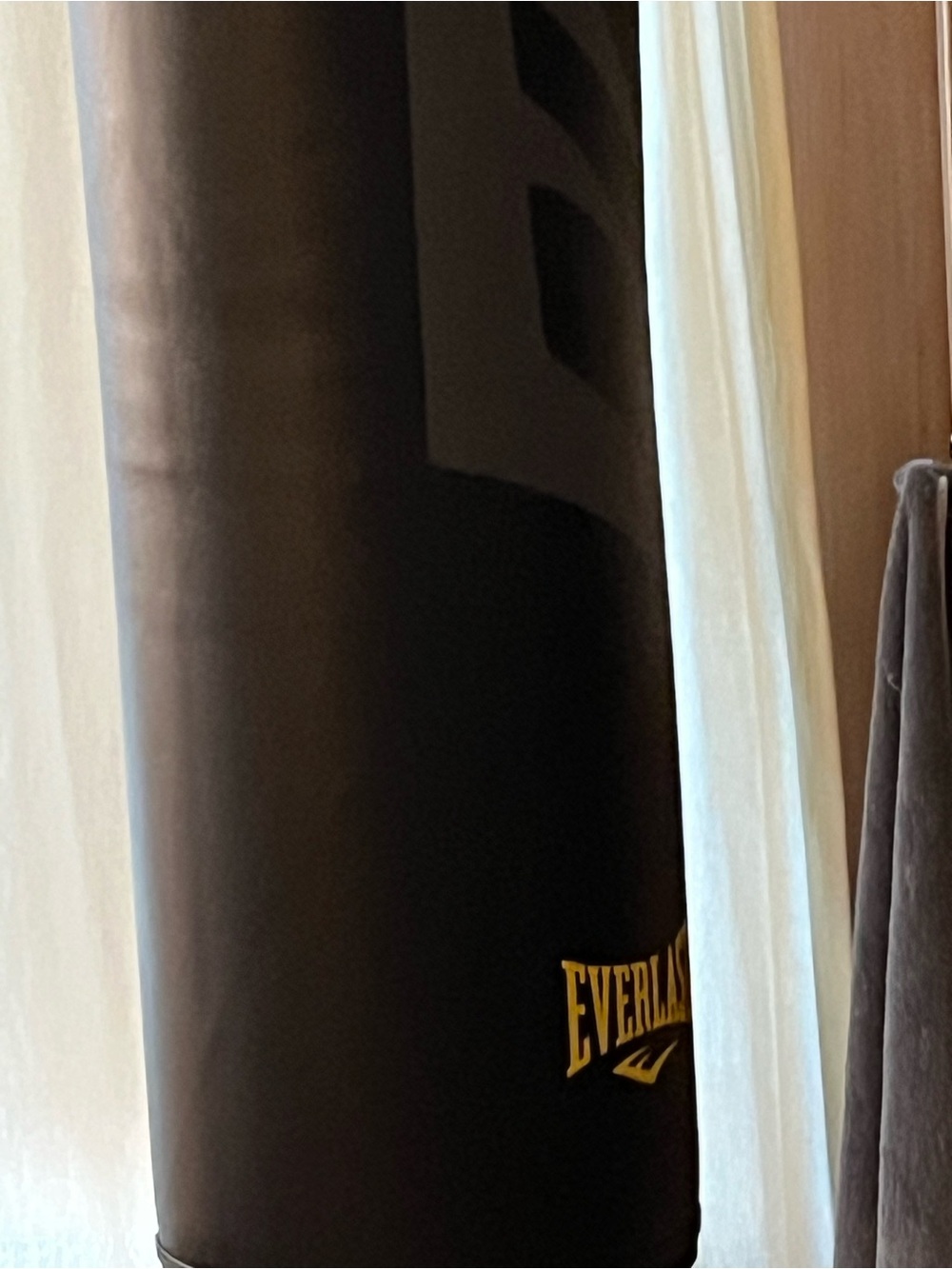 Everlast Black Heavy-Duty Punching Bag with Yellow Logo